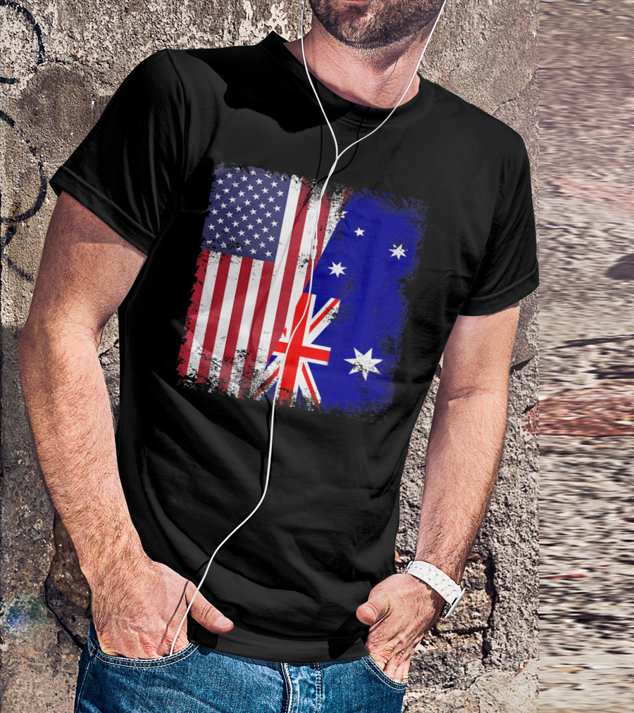Vintage Half American Australian Flag Iconic T-Shirt