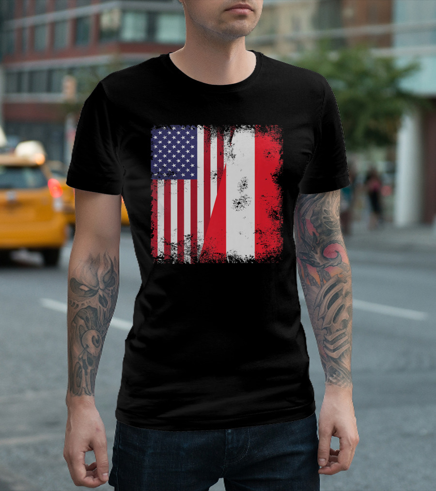 USA Austrian Flag Vintage Austria U T-Shirt