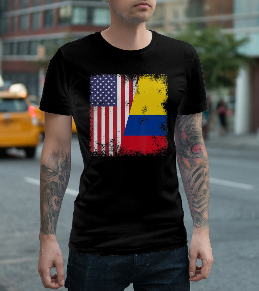 Half Colombian Half American Flag T-Shirt