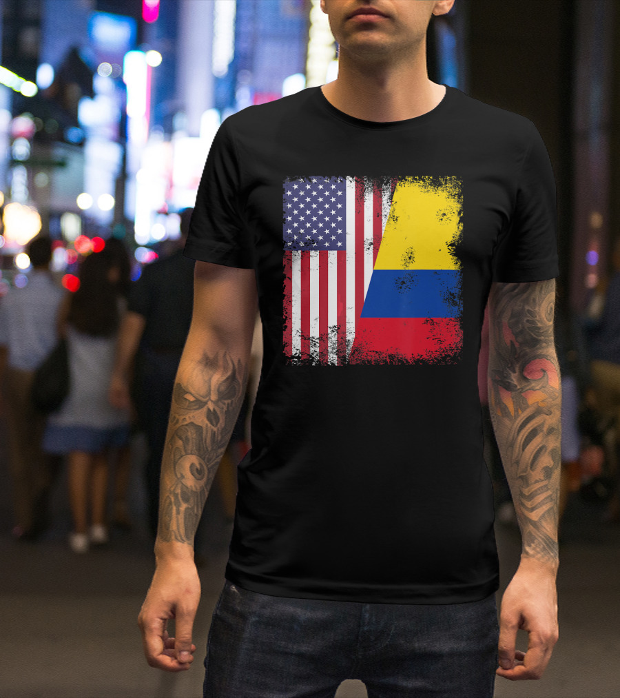 Half Colombian Half American Flag T-Shirt