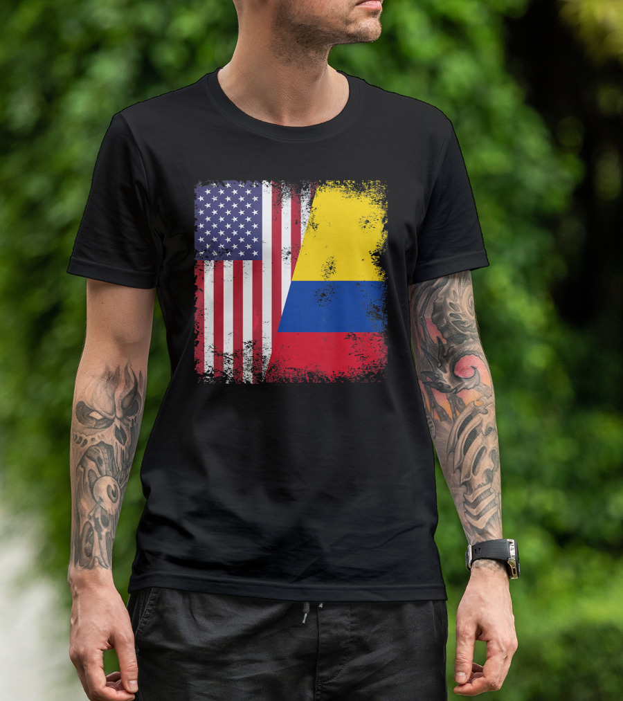 Half Colombian Half American Flag T-Shirt
