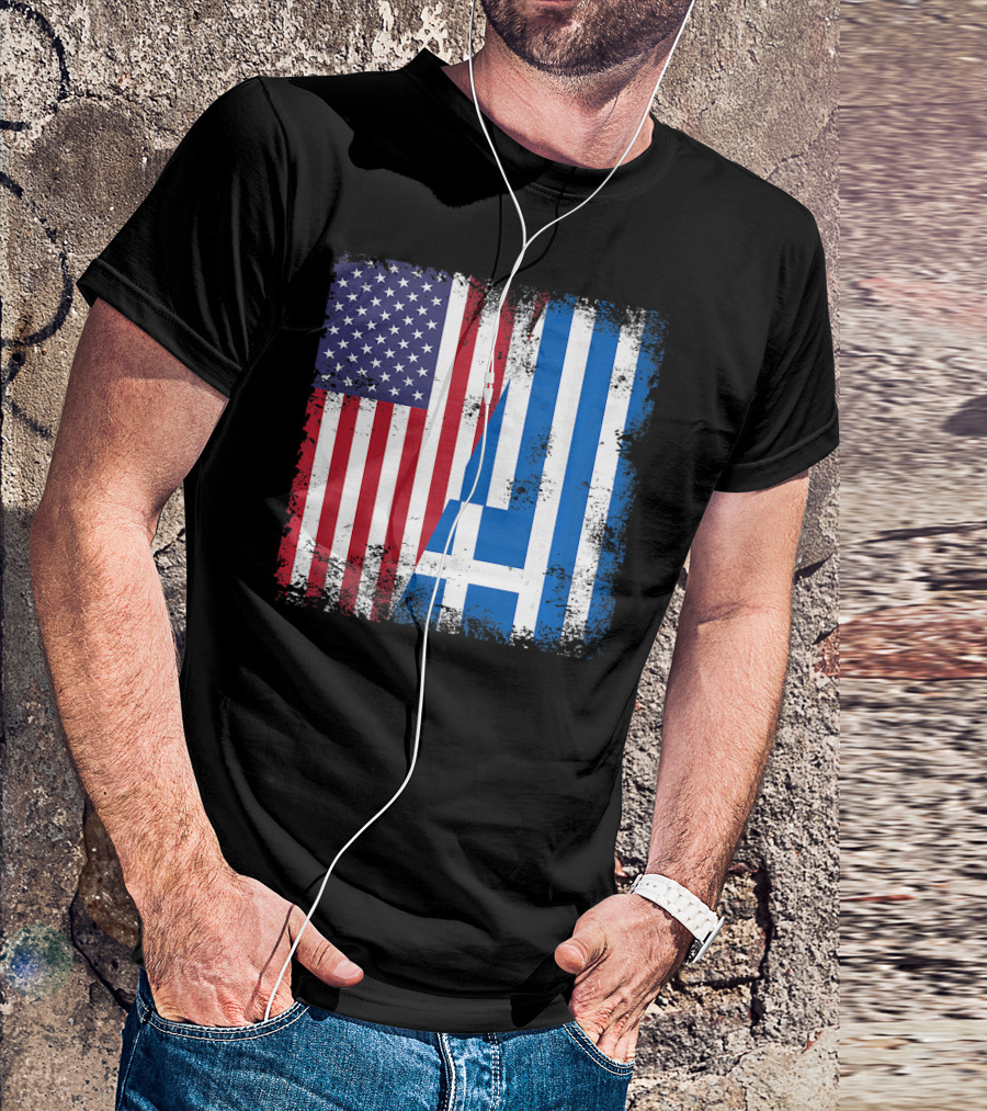 Half Greek Flag Vintage Greece U.S. Split Distressed American Greek Flags T-Shirt