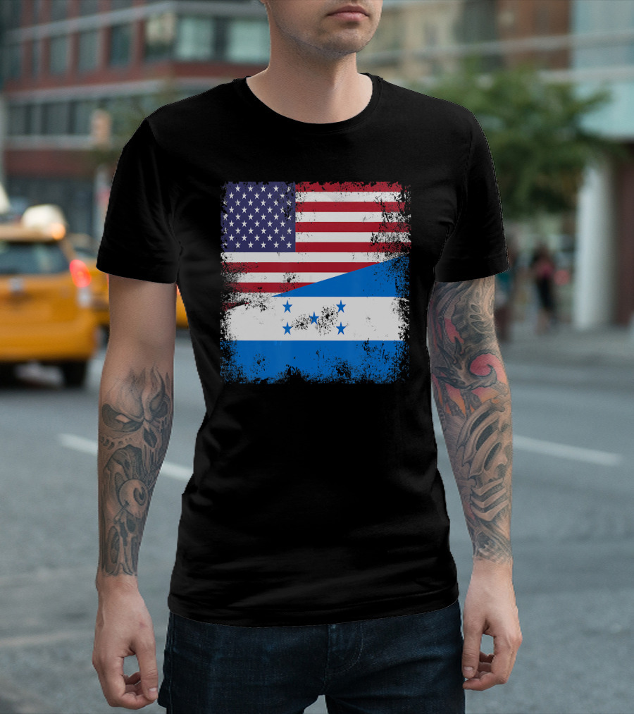 Half Honduran Half American Flag Vintage Hon T-Shirt