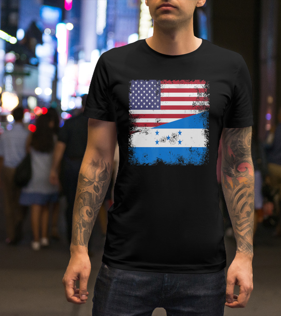 Half Honduran Half American Flag Vintage Hon T-Shirt