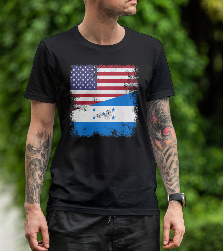 Half Honduran Half American Flag Vintage Hon T-Shirt