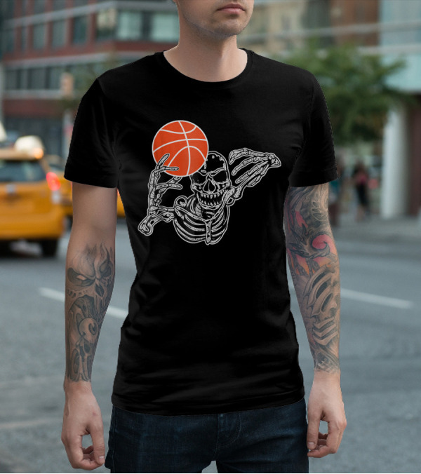 Halloween Skeleton Basketball Player Skul Dunking Spooky Slam T-Shirt
