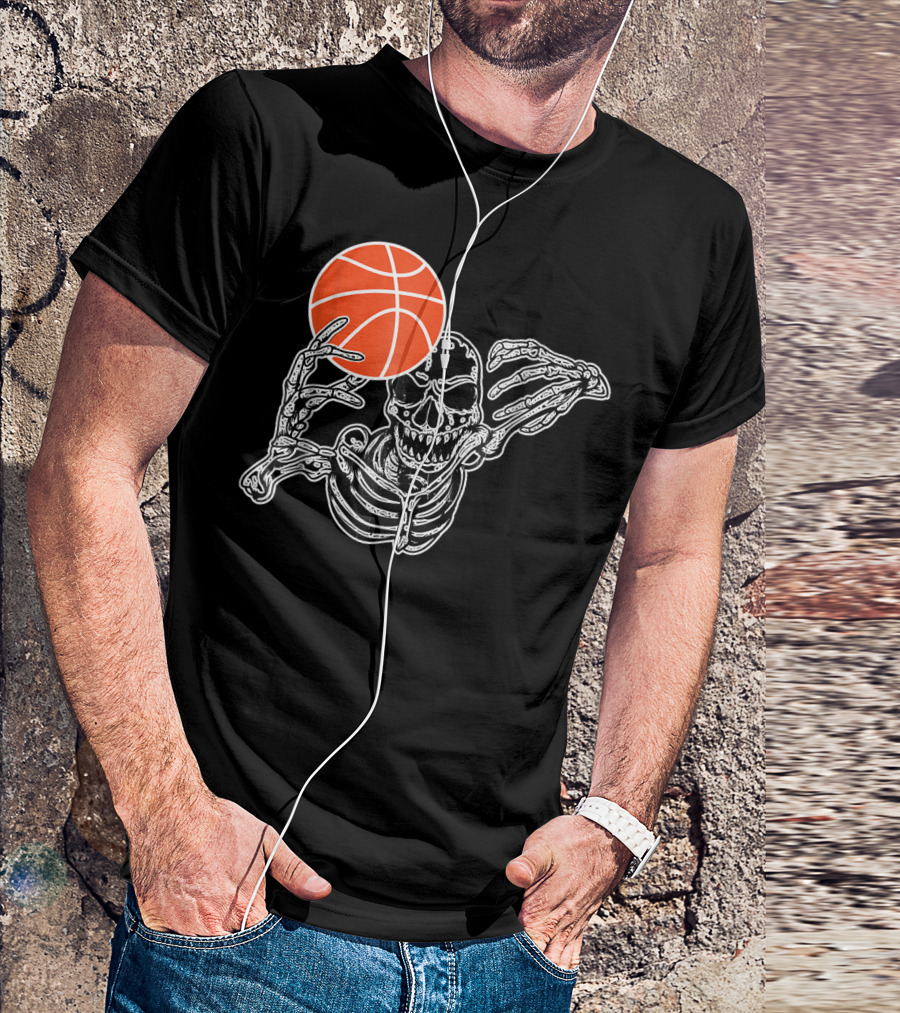 Halloween Skeleton Basketball Player Skul Dunking Spooky Slam T-Shirt