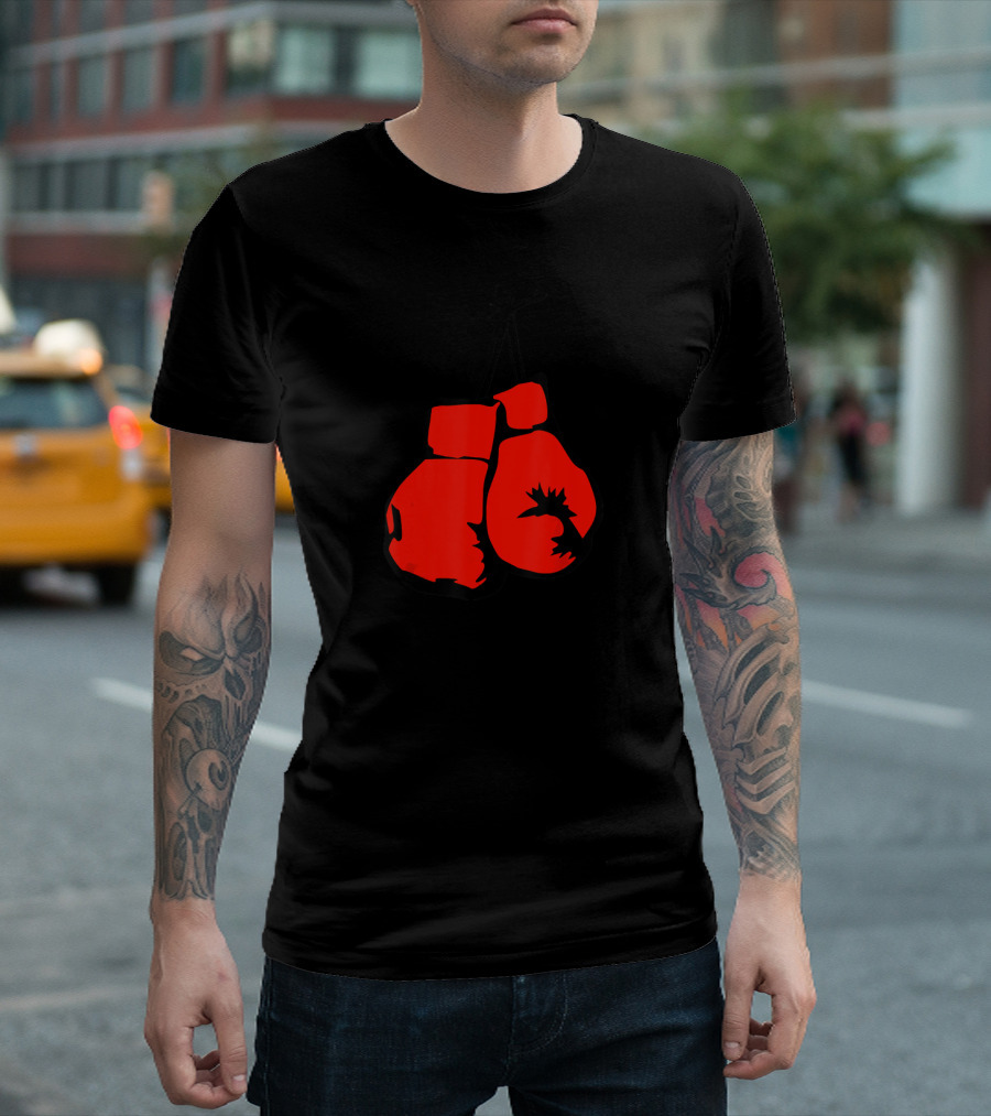 Hanging Red Boxing Gloves with Rooster T-Shirt