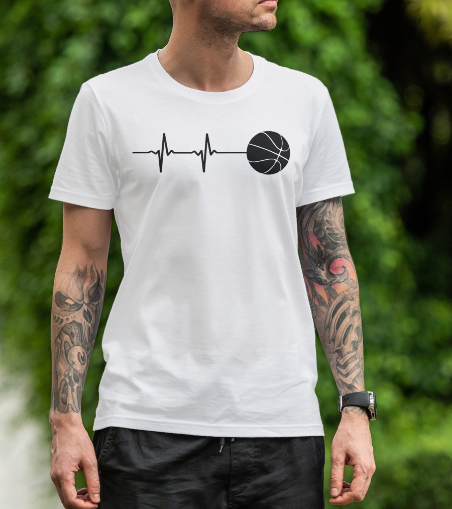 Heartbeat Basketball Player Pulse Path T-Shirt