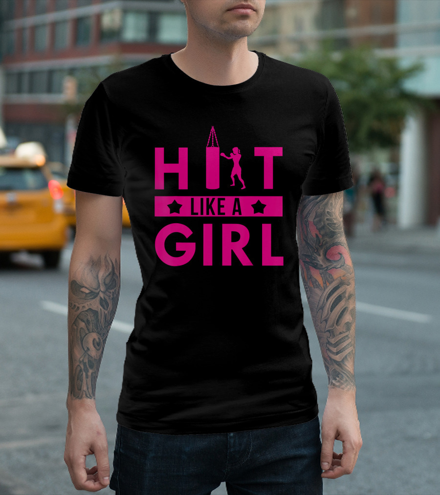 Hit Like A Girl Boxing Punching Bag Boxer T-Shirt