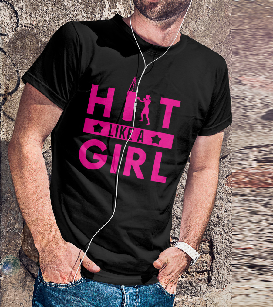 Hit Like A Girl Boxing Punching Bag Boxer T-Shirt