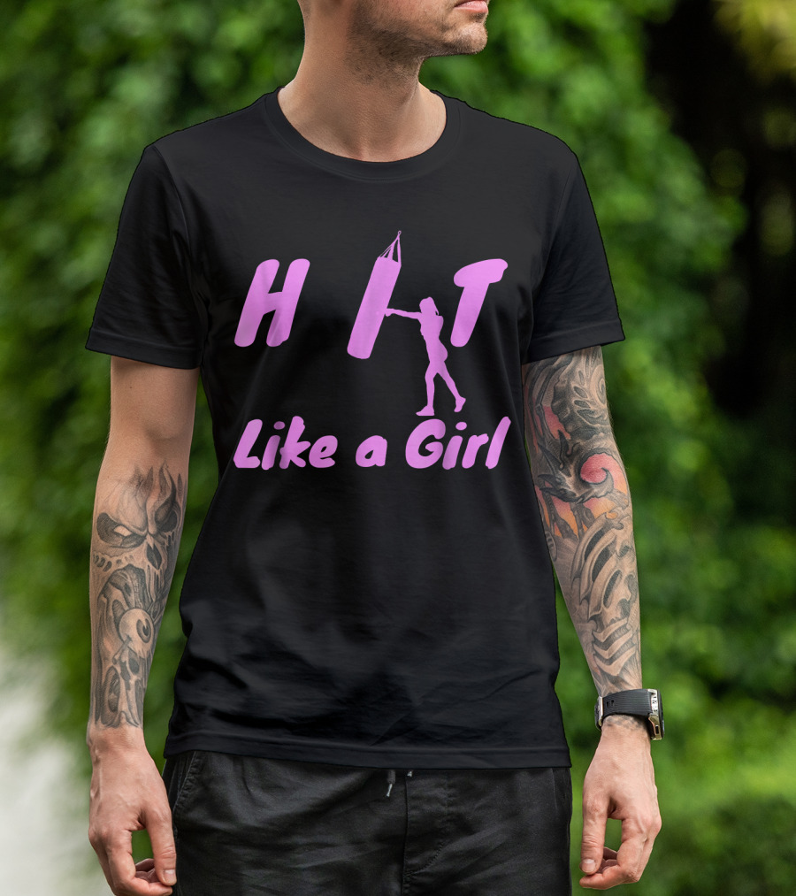 Hit Like A Girl Boxing Kickboxing Empowerment Women's Fitness T-Shirt