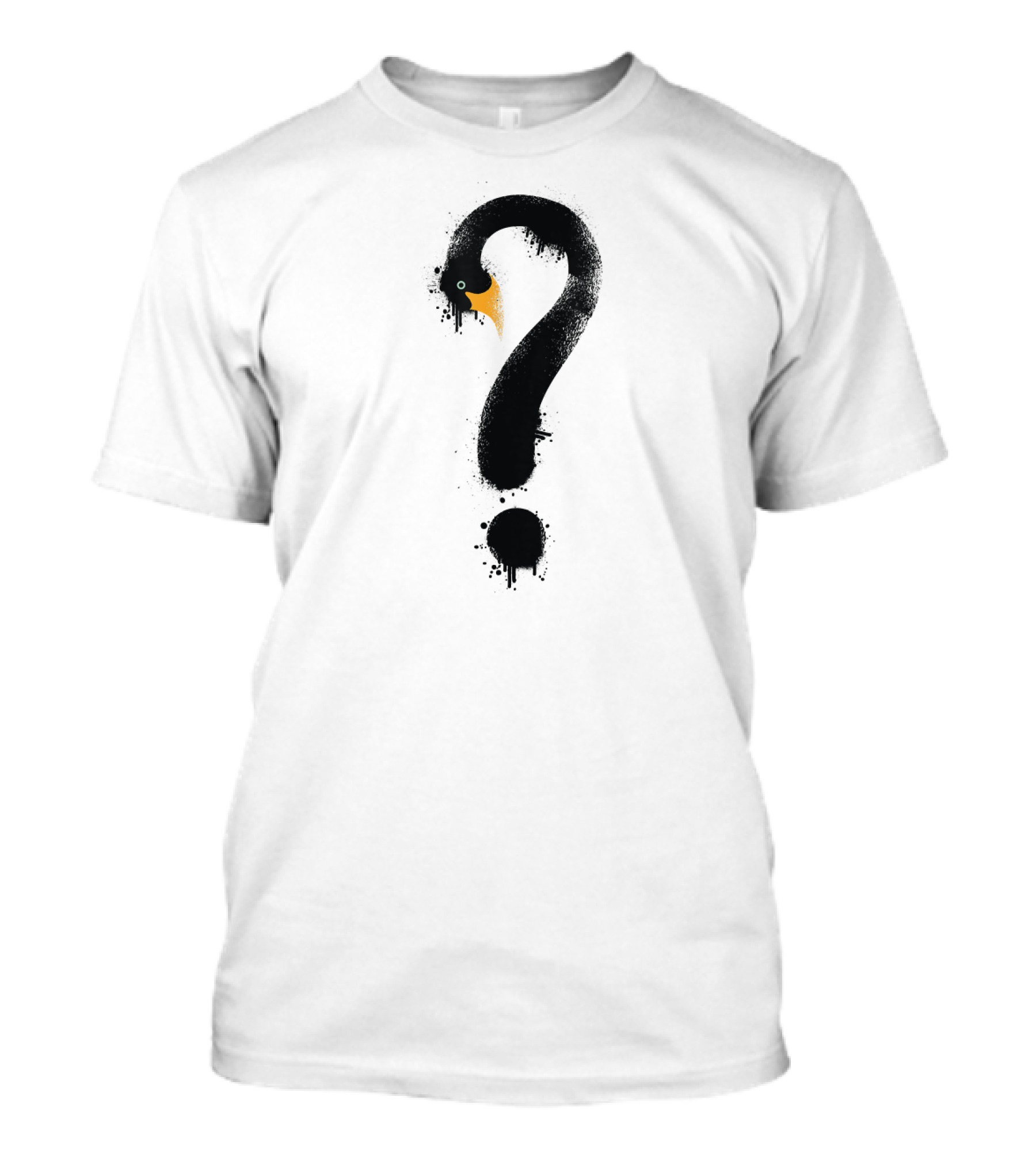 Black Bird Penguin Question Mark Swan Homur T-Shirt
