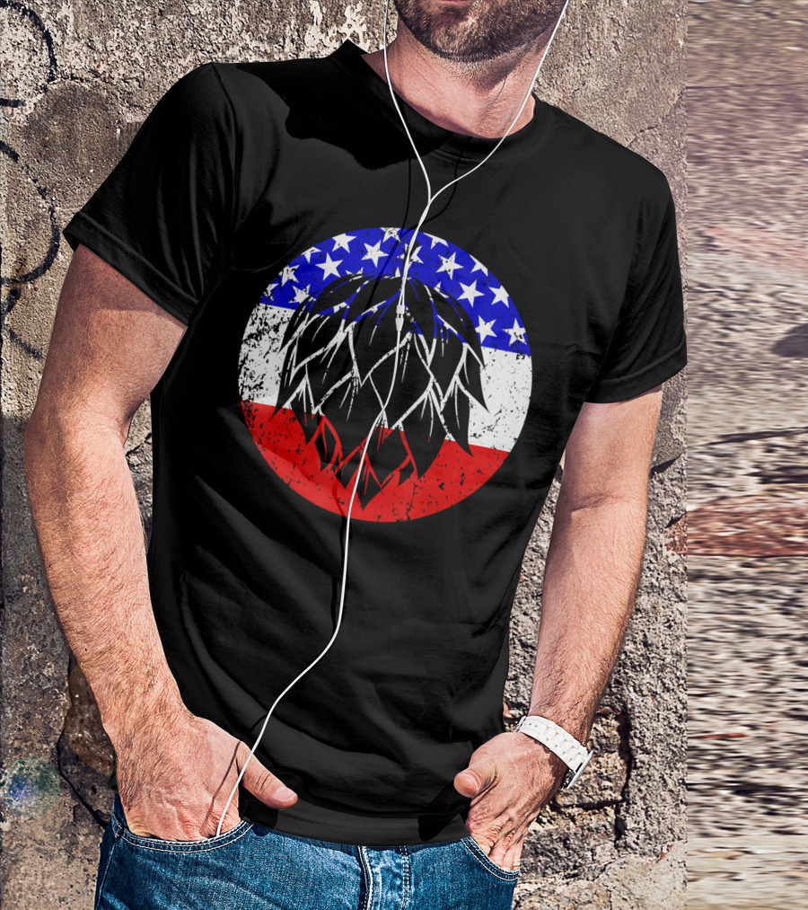 Hops Style Craft Beer American Flag Circle T-Shirt