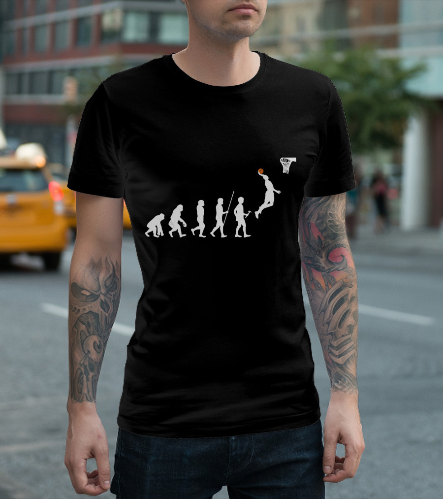 Evolution of Man Playing Basketball Dunk T-Shirt