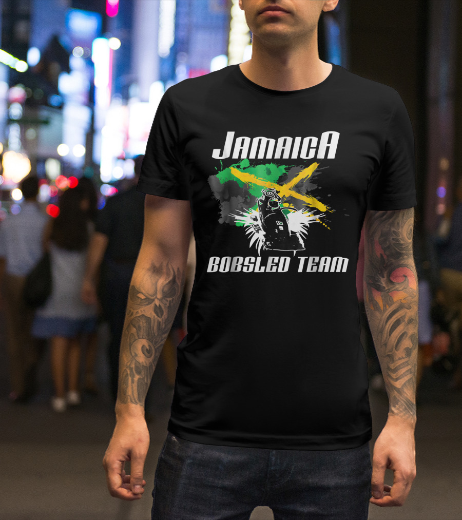 Jamaica Bobsled Team With Jamaican Flag Elements T-Shirt