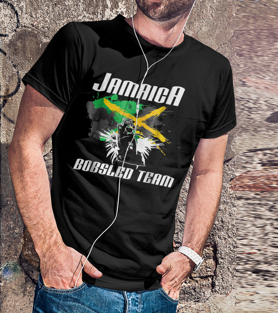 Jamaica Bobsled Team With Jamaican Flag Elements T-Shirt