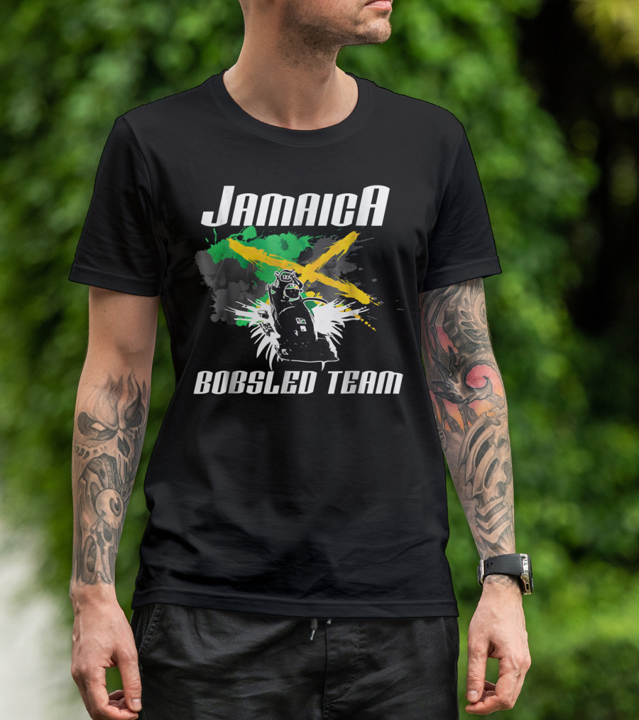 Jamaica Bobsled Team With Jamaican Flag Elements T-Shirt