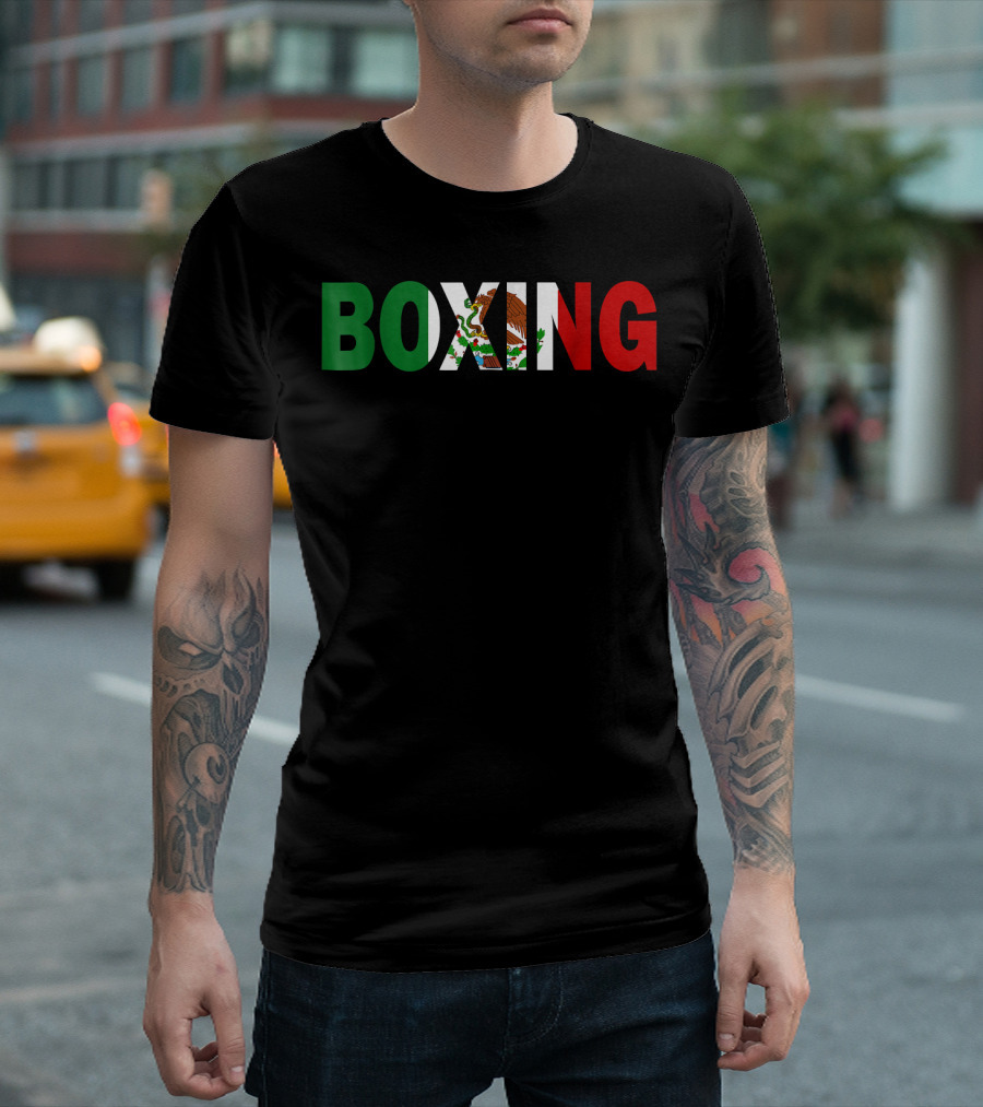 Boxing Mexican Flag Eagle Emblem T-Shirt
