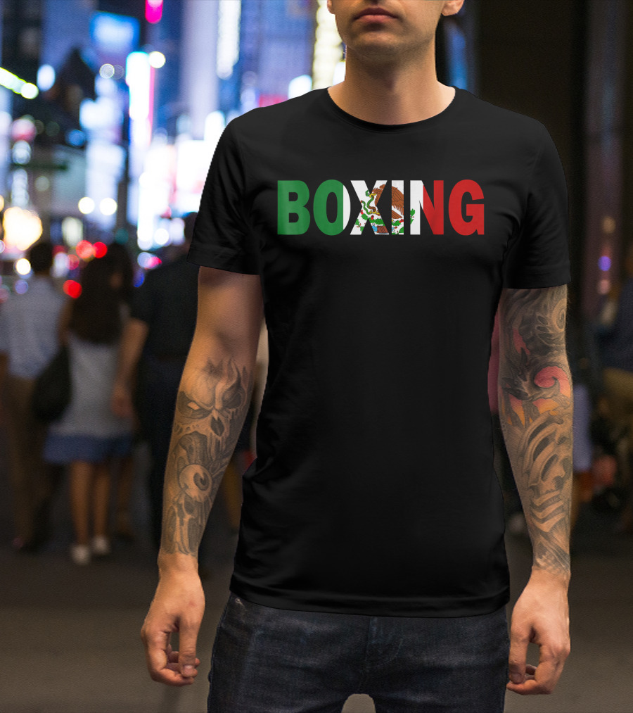 Boxing Mexican Flag Eagle Emblem T-Shirt