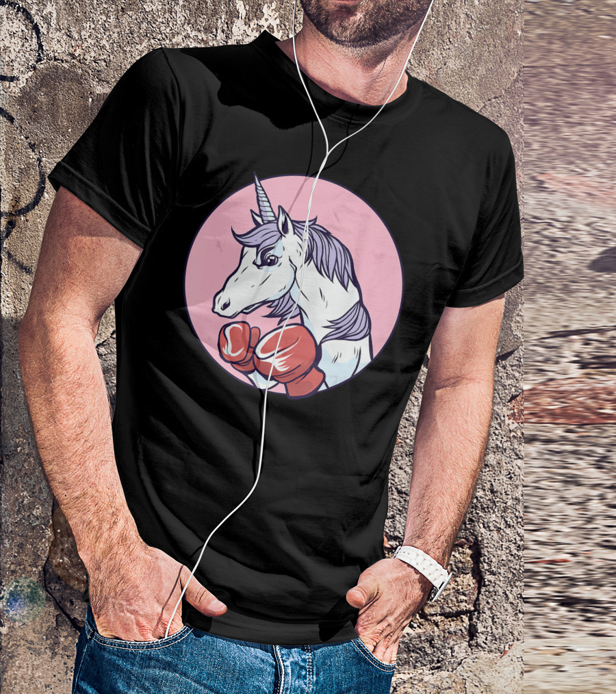 Unicorn Boxing Punchin' Power With Gloves T-Shirt