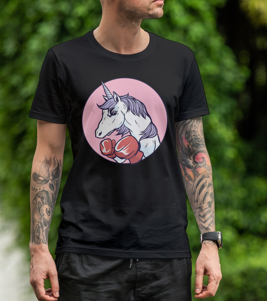 Unicorn Boxing Punchin' Power With Gloves T-Shirt