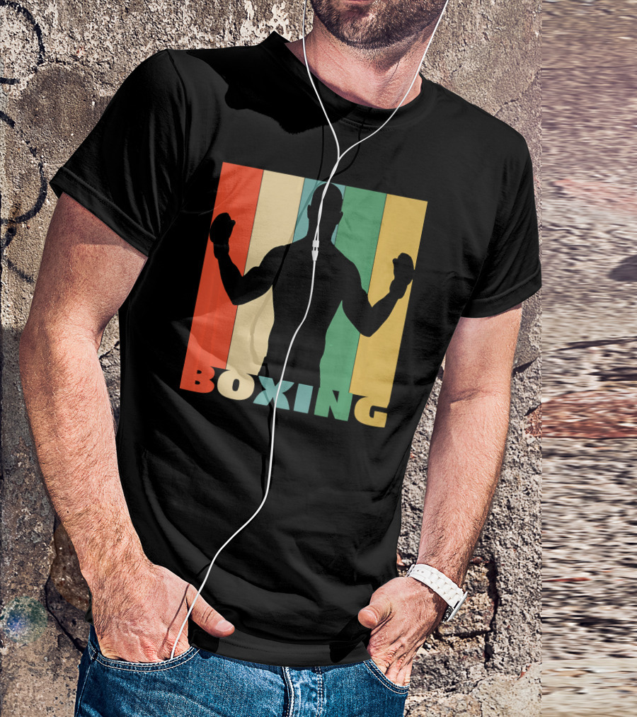 Boxing Vintage Style Silhouette On T-Shirt
