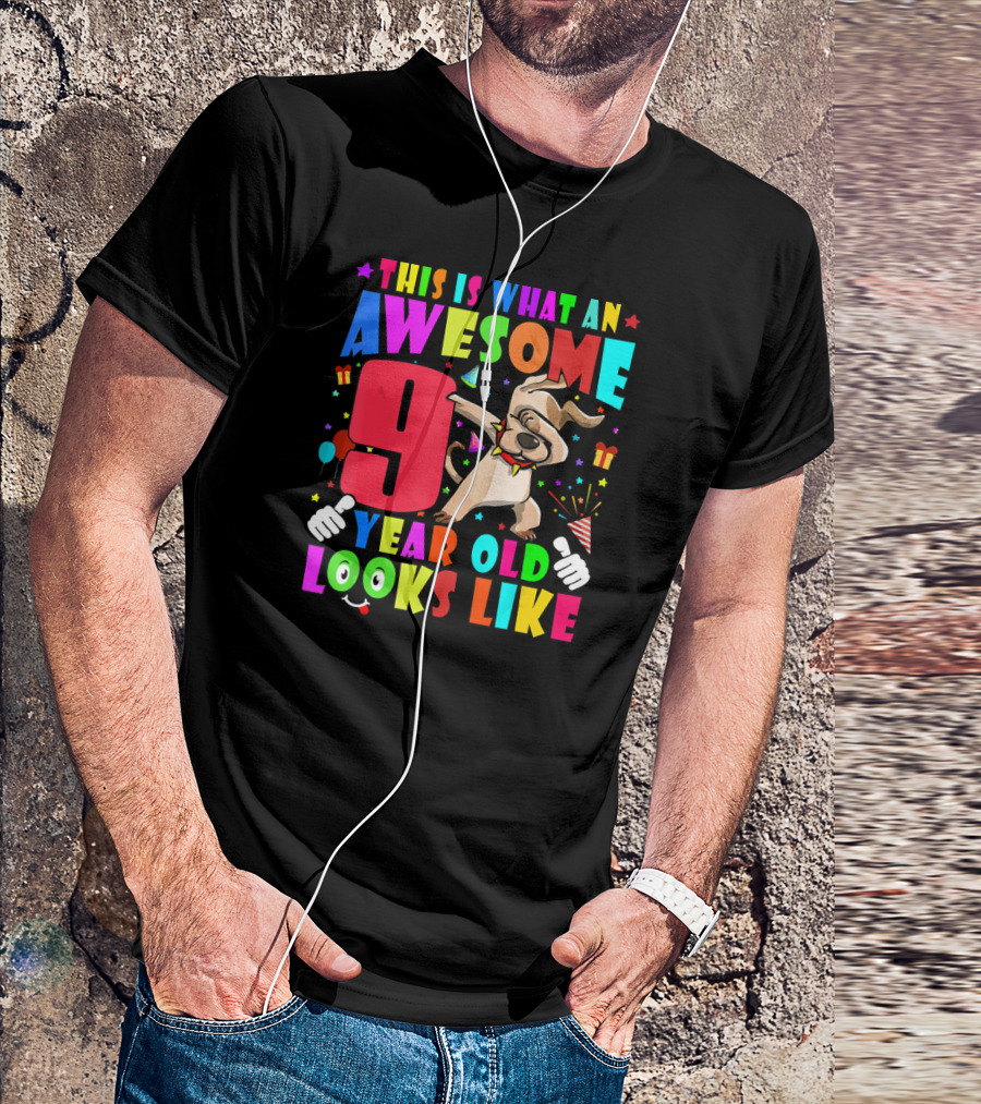 This Is What An Awesome 9 Year Old Looks Like Dabbing Dog 2011 Birthday T-Shirt