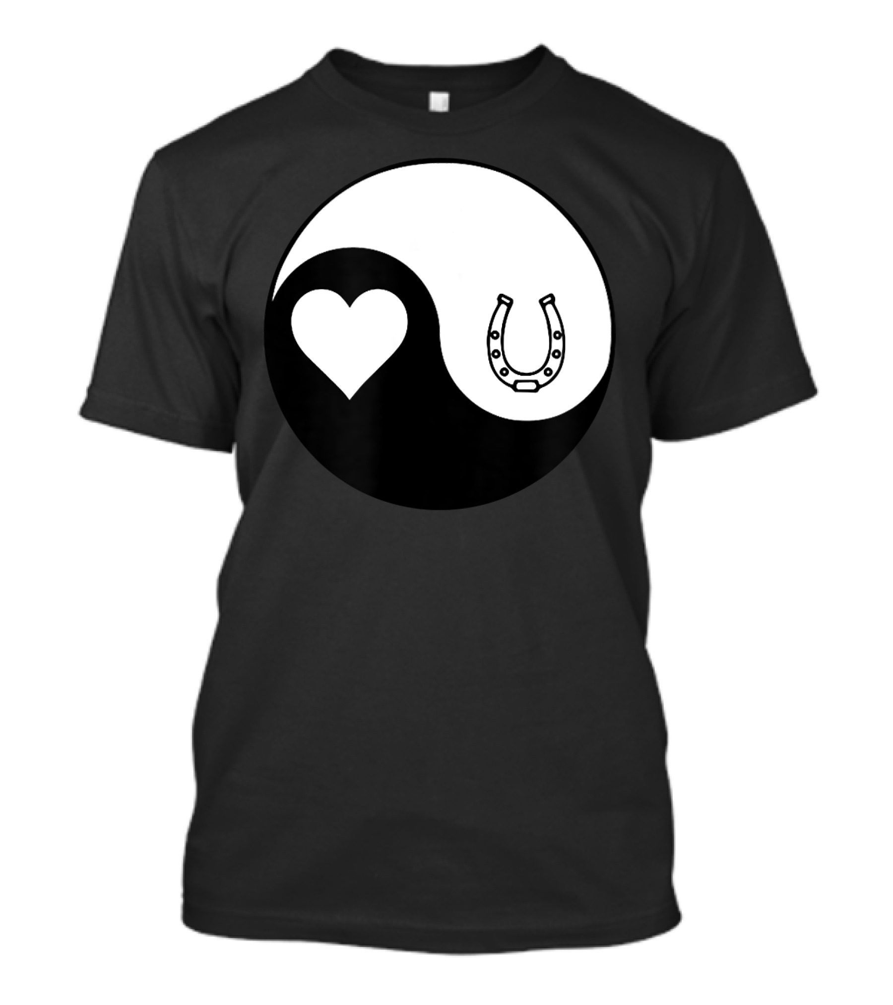 Yin Yang Heart Horseshoe Buddhism Equestrian Rider Equine T-Shirt