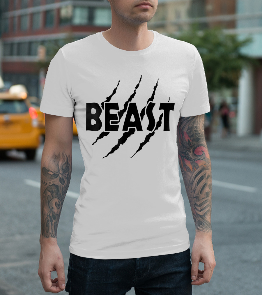 C523 BEAST Gym Workout Fitness MMA Scratch Marks T-Shirt