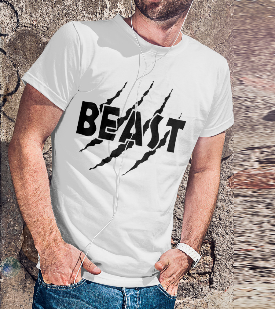 C523 BEAST Gym Workout Fitness MMA Scratch Marks T-Shirt