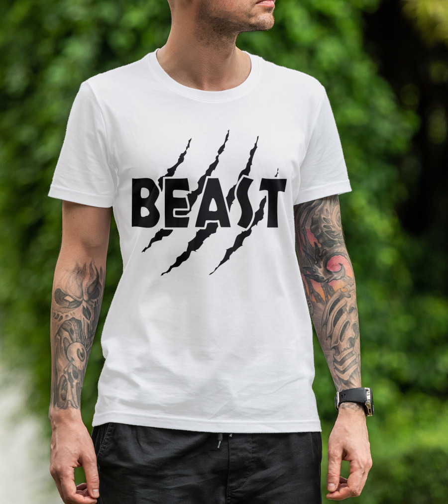 C523 BEAST Gym Workout Fitness MMA Scratch Marks T-Shirt