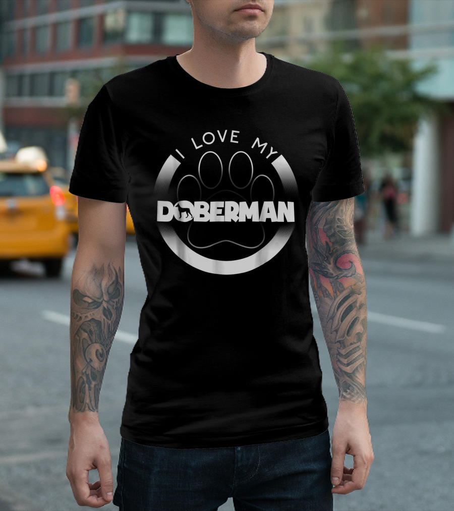 I Love My Doberman Paw Circle T-Shirt