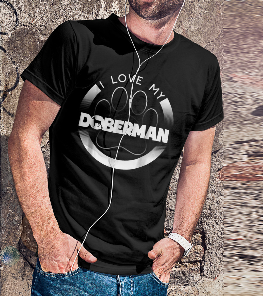 I Love My Doberman Paw Circle T-Shirt