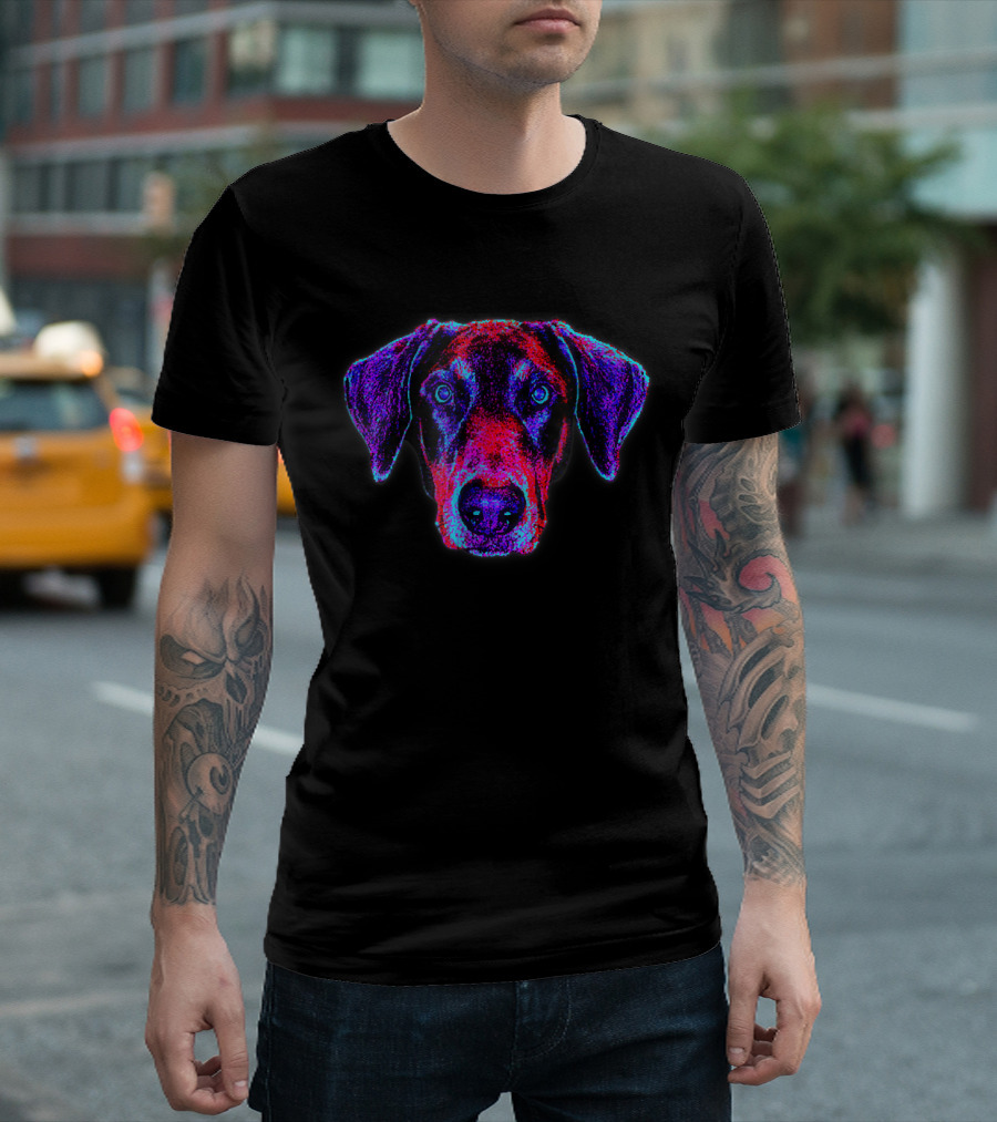 Doberman Pinscher Neon Vibrant Dog T-Shirt
