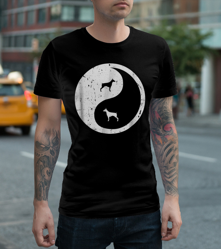 Doberman Pinscher Yin Yang Symbol with Doberman T-Shirt