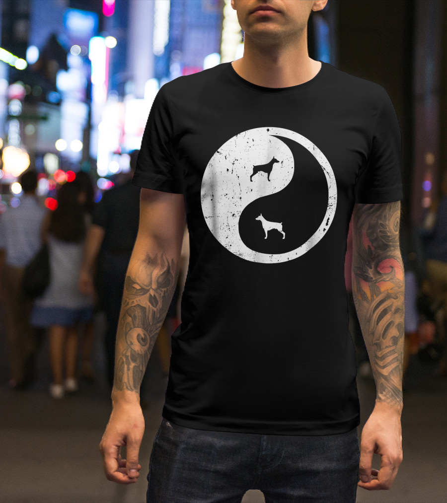 Doberman Pinscher Yin Yang Symbol With Doberman T-Shirt