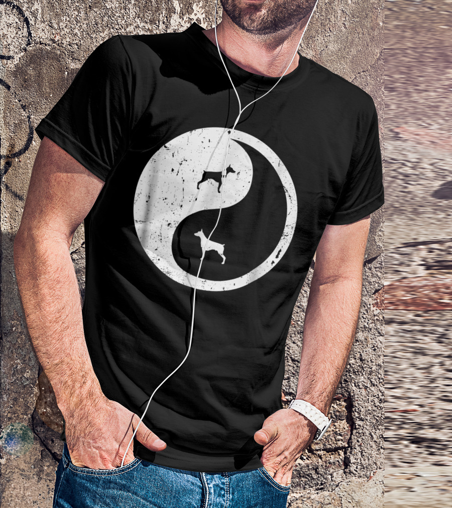 Doberman Pinscher Yin Yang Symbol With Doberman T-Shirt