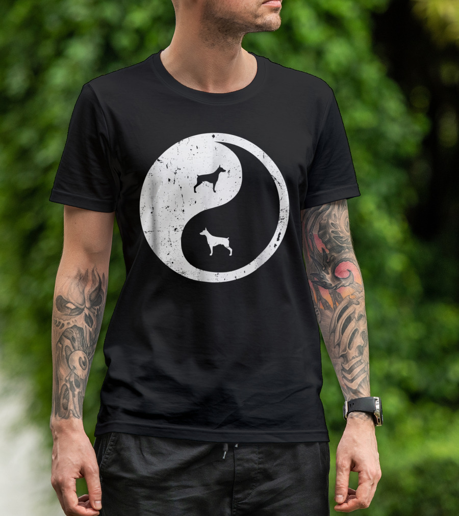 Doberman Pinscher Yin Yang Symbol With Doberman T-Shirt