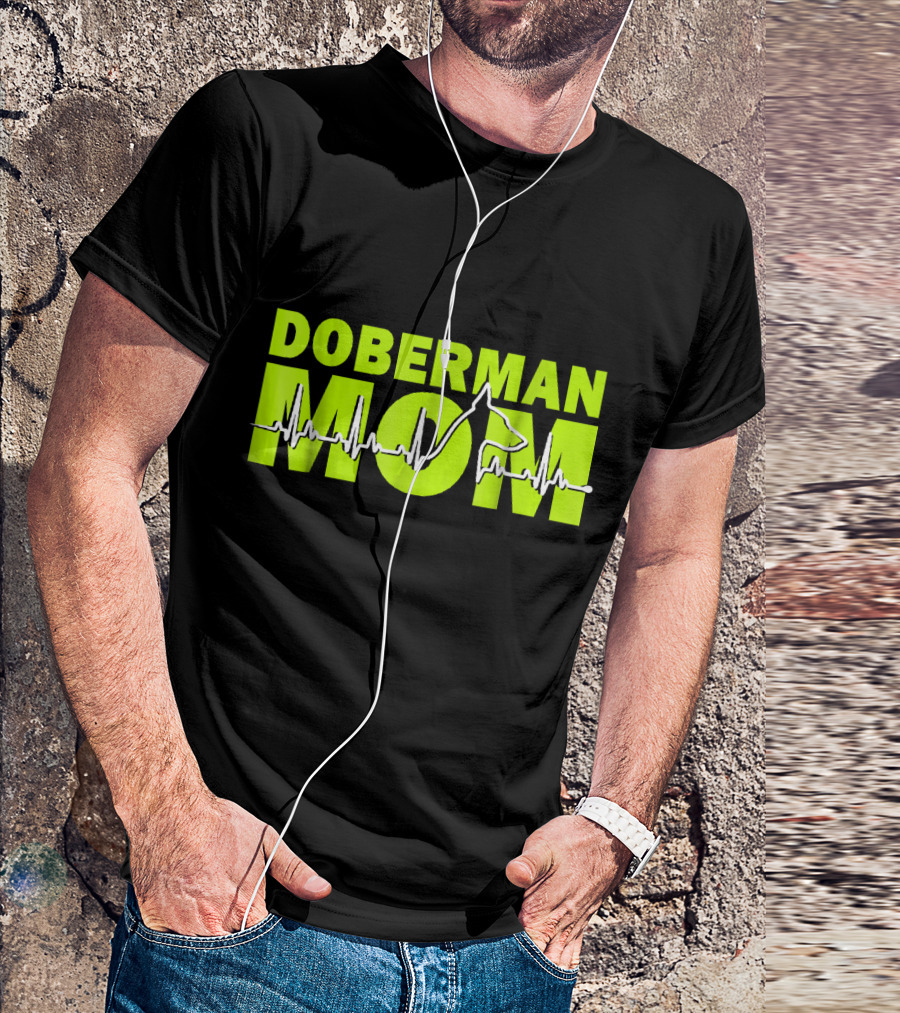 DOBERMAN MOM Heartbeat Dog T-Shirt