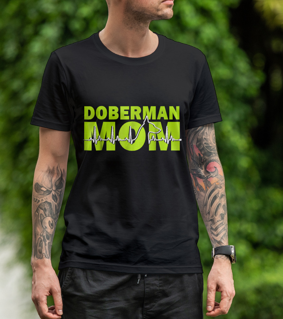 DOBERMAN MOM Heartbeat Dog T-Shirt