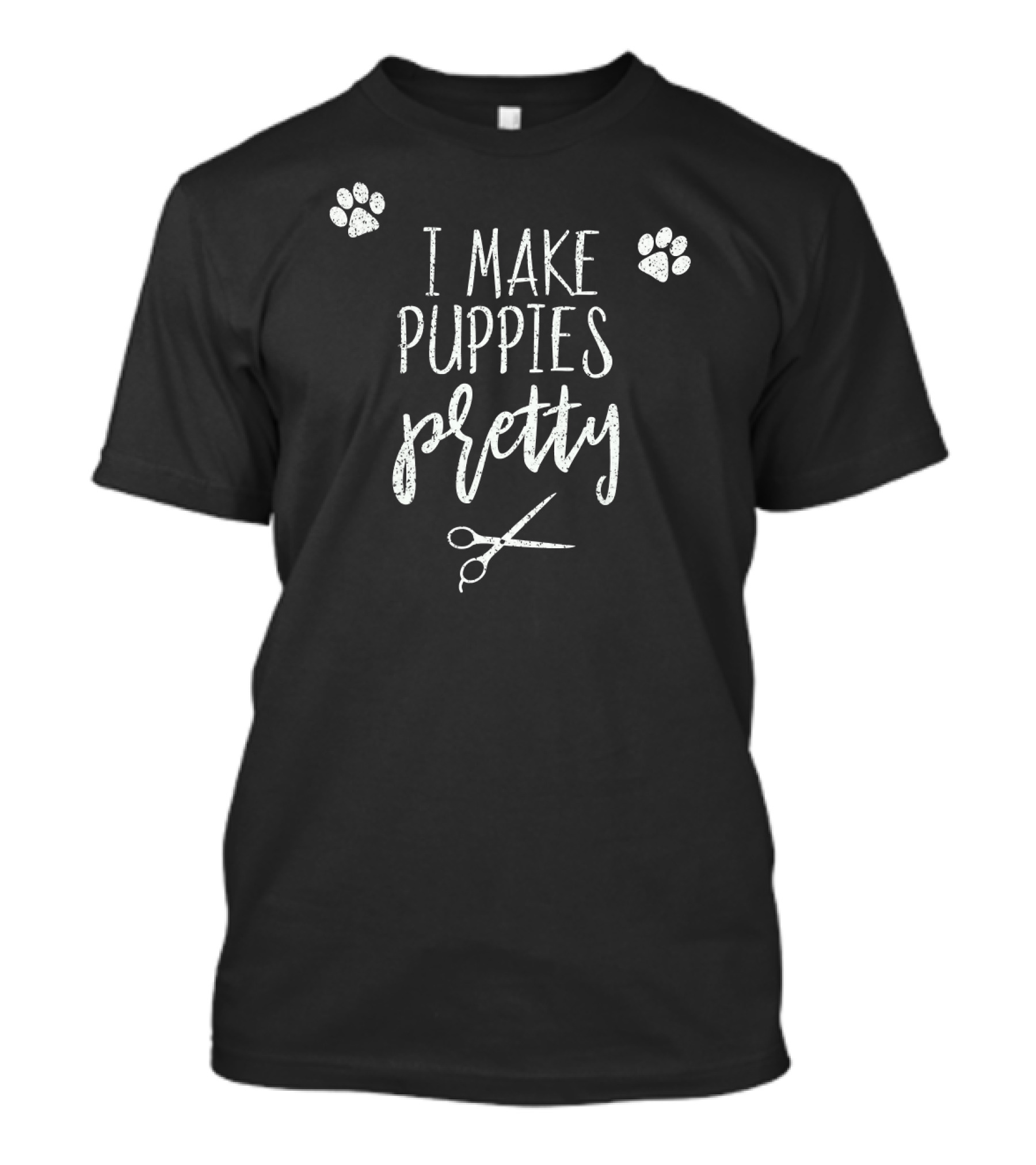 I Make Puppies Pretty Dog Grooming Paw Print Scissors T-Shirt