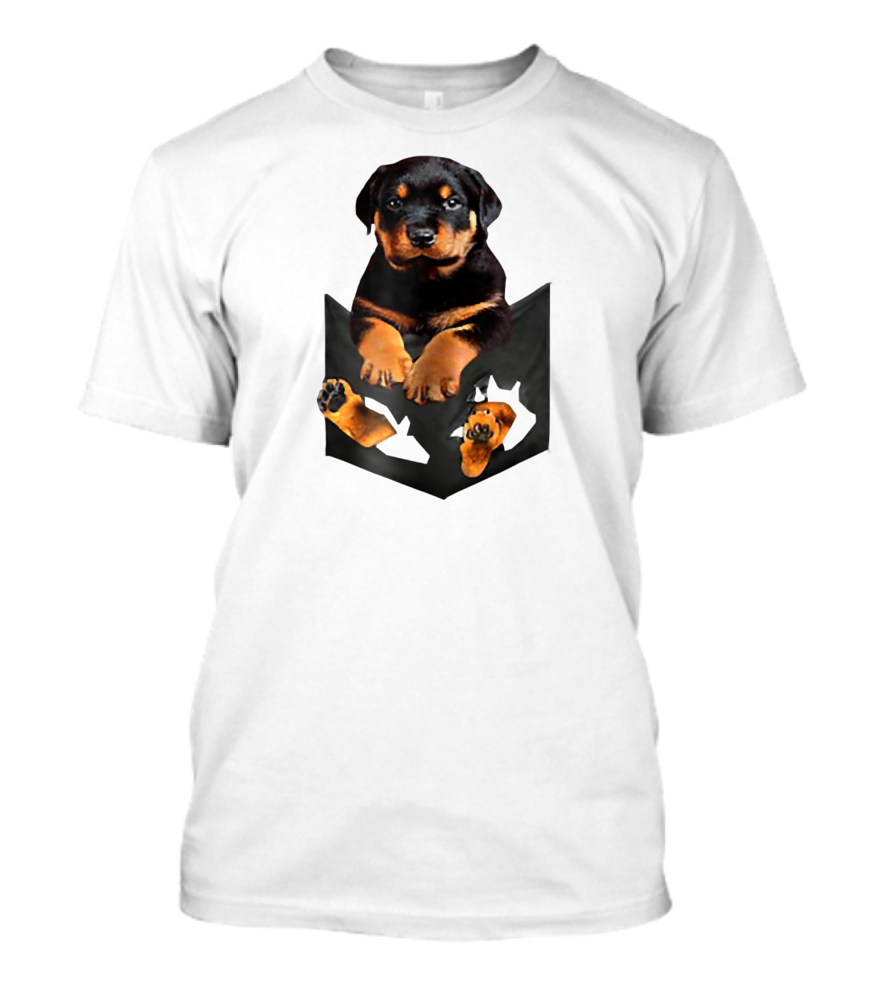 Rottweiler Puppy In Pocket T-Shirt