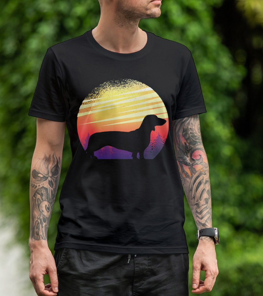 Dog Sunset Dachshund Silhouette Pet Animal T-Shirt