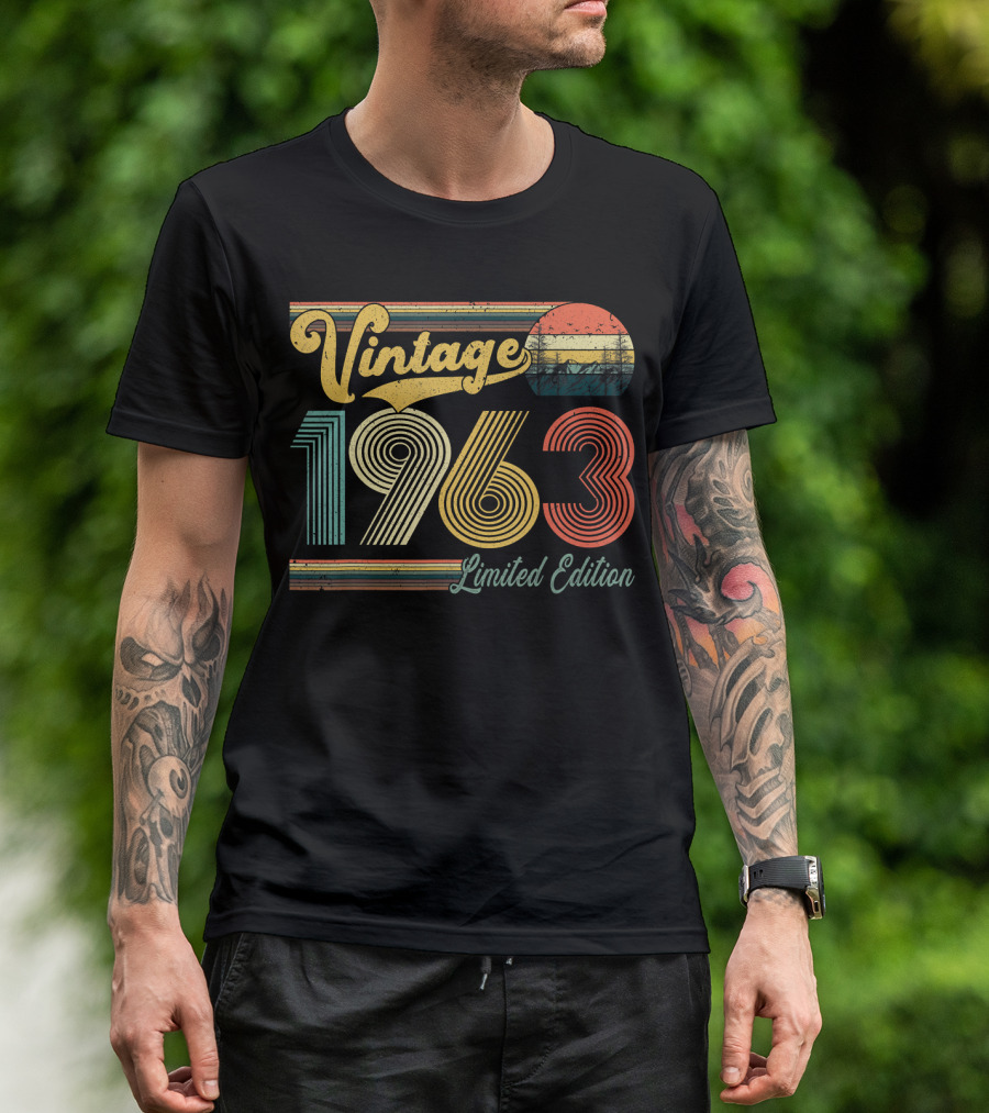 Vintage 1963 Retro Sunset Stripe T-Shirt