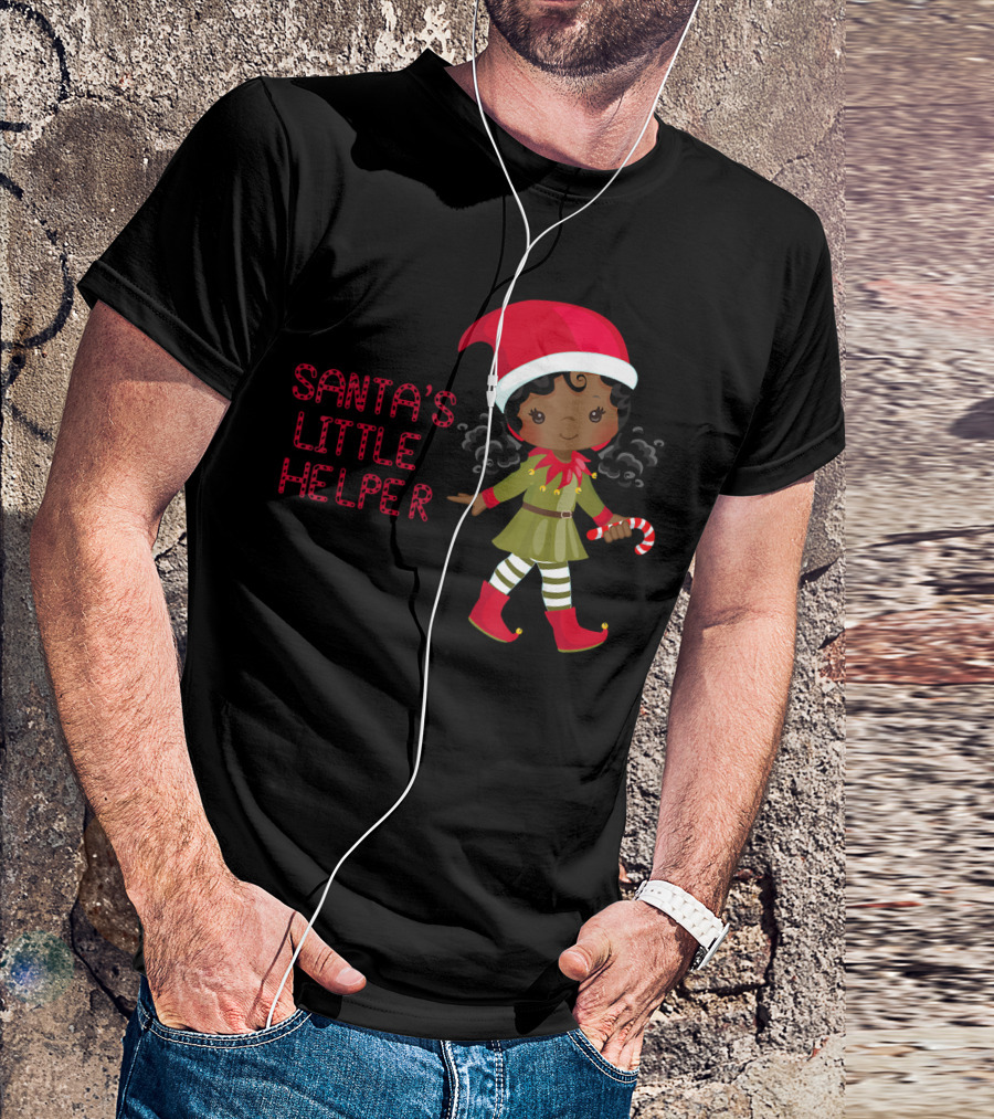 African American Girl Santa's Little Helper T-Shirt
