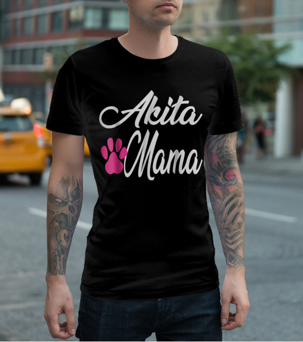 Akita Mama Paw Print Love T-Shirt