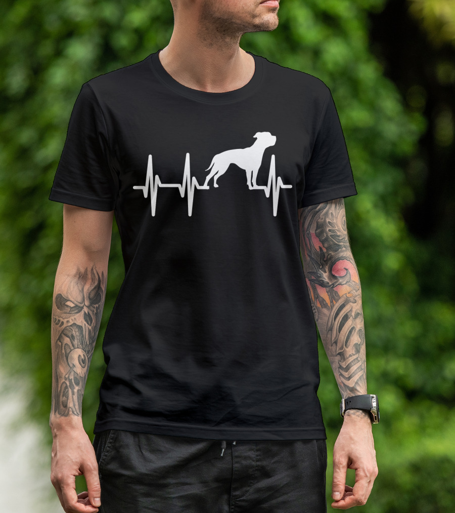 American Bulldog Heartbeat Line Dog T-Shirt