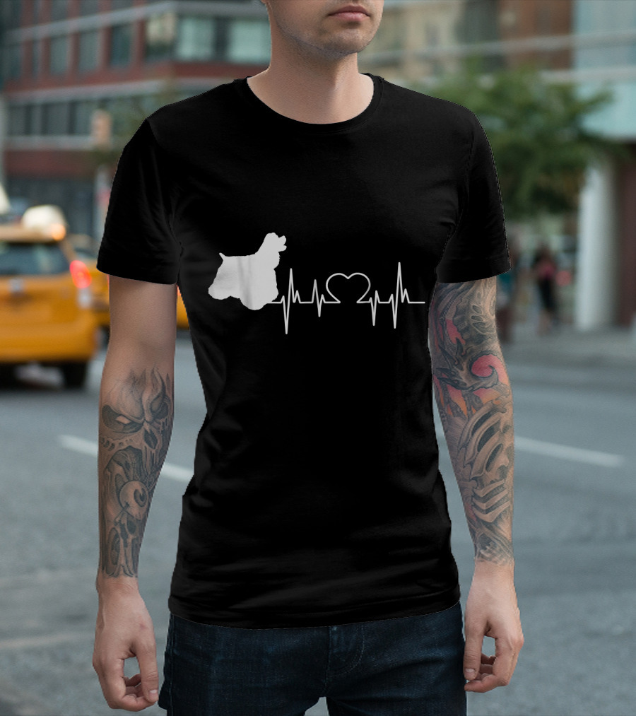 American Cocker Spaniel Dad Heartbeat Love T-Shirt