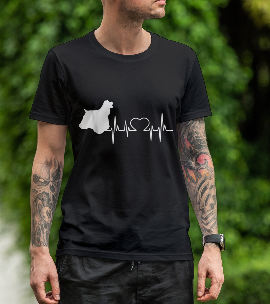 American Cocker Spaniel Dad Heartbeat Love T-Shirt